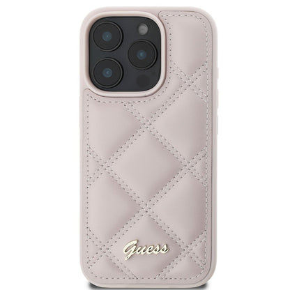 Θήκη για Apple iPhone 16 Pro Max, Guess, Quilted Metal Logo, Ροζ