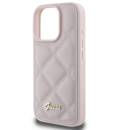 Θήκη για Apple iPhone 16 Pro Max, Guess, Quilted Metal Logo, Ροζ