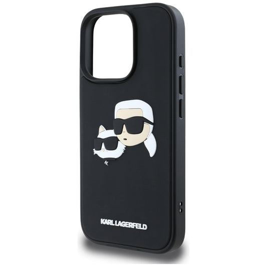 Θήκη για Apple iPhone 16 Pro Max, Karl Lagerfeld, 3D Rubber Karl & Choupette, Μαύρη