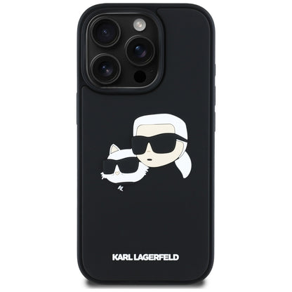 Θήκη για Apple iPhone 16 Pro Max, Karl Lagerfeld, 3D Rubber Karl & Choupette, Μαύρη
