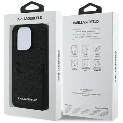 Θήκη για Apple iPhone 16 Pro Max, Karl Lagerfeld, Grained Cardslots, Μαύρη