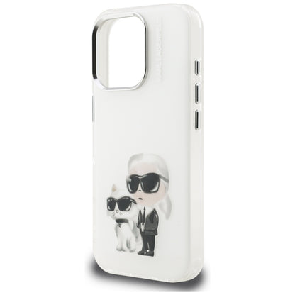 Θήκη για Apple iPhone 16 Pro Max, Karl Lagerfeld, IML Aquarelle Logo Karl & Choupette, Λευκή