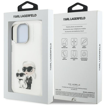 Θήκη για Apple iPhone 16 Pro Max, Karl Lagerfeld, IML Aquarelle Logo Karl & Choupette, Λευκή