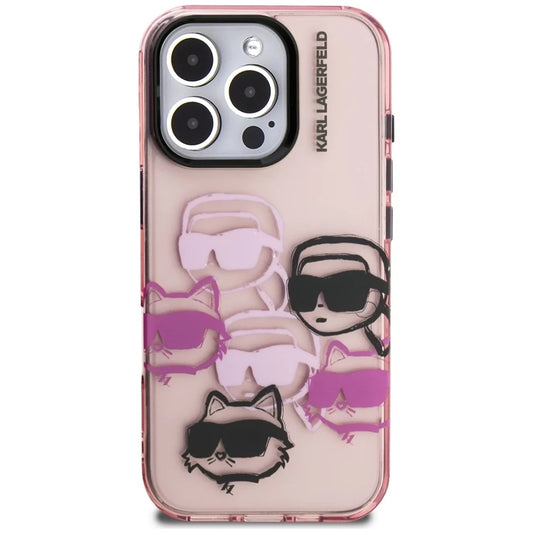 Θήκη για Apple iPhone 16 Pro Max, Karl Lagerfeld, IML Luxury Multi Head Pattern, Ροζ