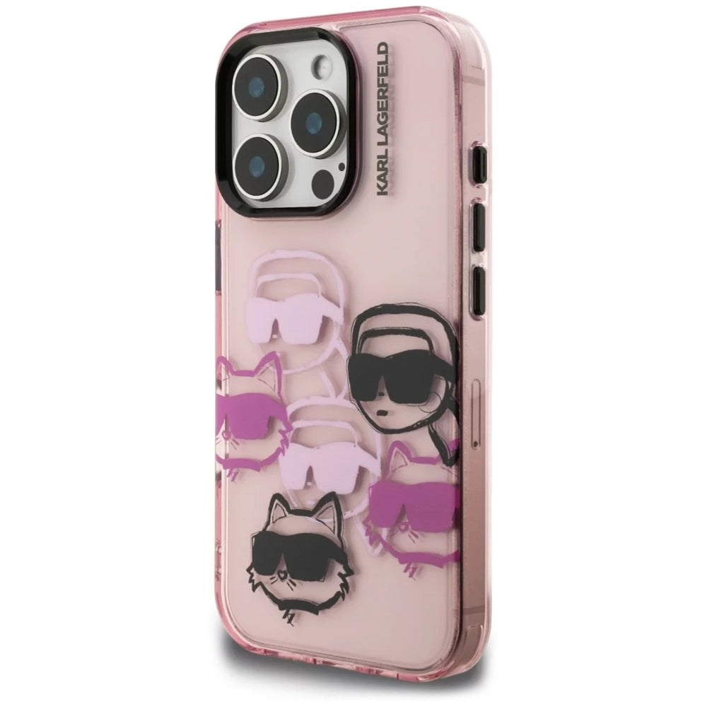 Case for Apple iPhone 16 Pro Max, Karl Lagerfeld, IML Luxury Multi Head Pattern, Pink