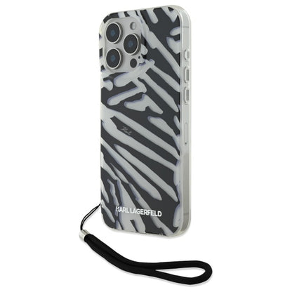 Θήκη για Apple iPhone 16 Pro Max, Karl Lagerfeld, IML Luxury Zebra Pattern with Strap, Μαύρη