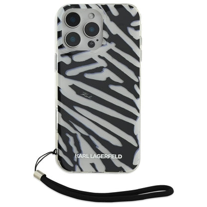 Θήκη για Apple iPhone 16 Pro Max, Karl Lagerfeld, IML Luxury Zebra Pattern with Strap, Μαύρη