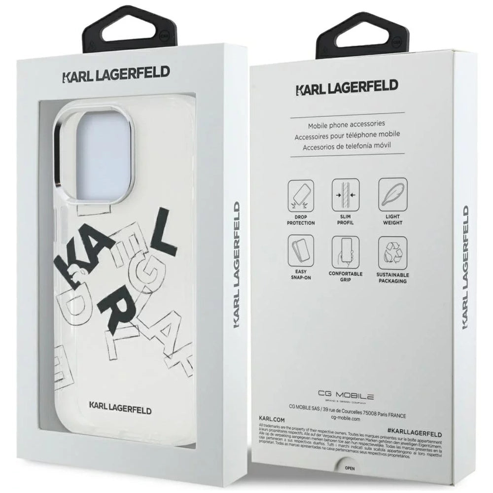 Θήκη για Apple iPhone 16 Pro Max, Karl Lagerfeld, IML Sketched Graphic Logo, Διαφανής