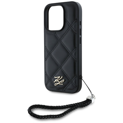 Θήκη για Apple iPhone 16 Pro Max, Karl Lagerfeld, Quilted Initial Logo & Chain Strap, Μαύρη