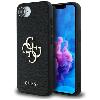 Θήκη για Apple iPhone 16e, Guess, 4G Grained Big and Classic Logo, Μαύρη