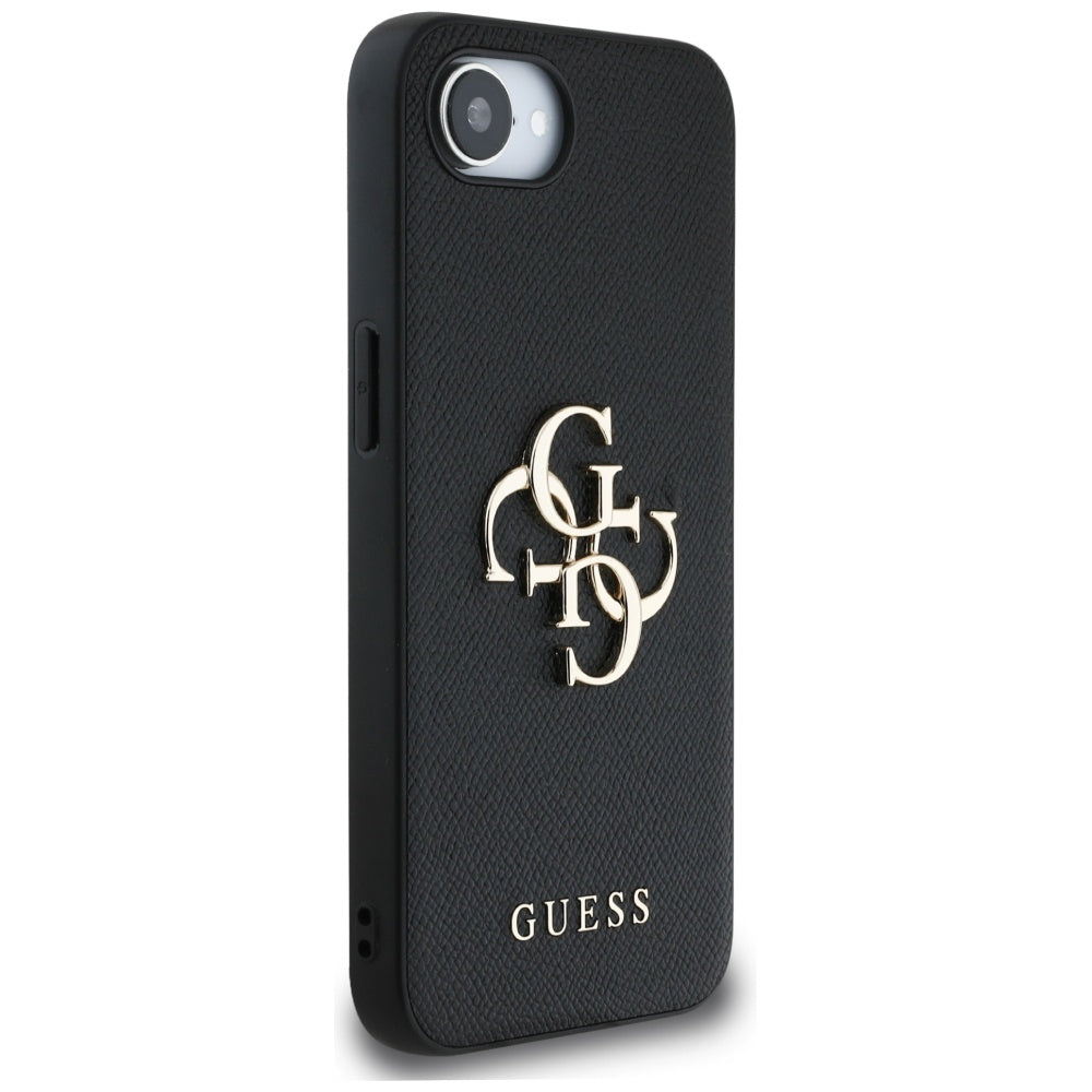 Θήκη για Apple iPhone 16e, Guess, 4G Grained Big and Classic Logo, Μαύρη