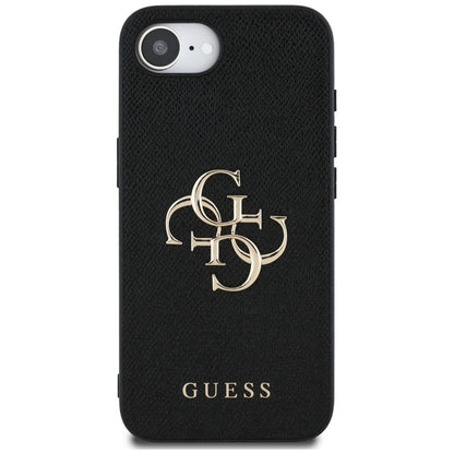 Θήκη για Apple iPhone 16e, Guess, 4G Grained Big and Classic Logo, Μαύρη