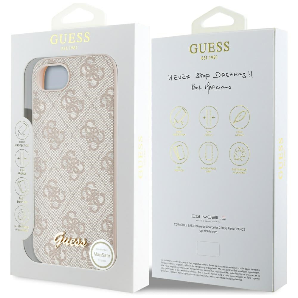 Θήκη για Apple iPhone 16e, Guess, 4G Script Logo, Ροζ