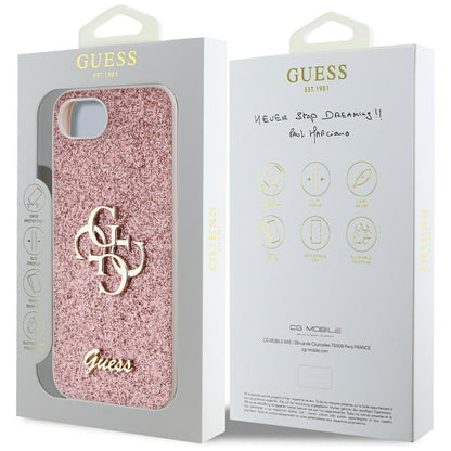 Case for Apple iPhone 16e, Guess, Fixed Glitter Big 4G, Pink