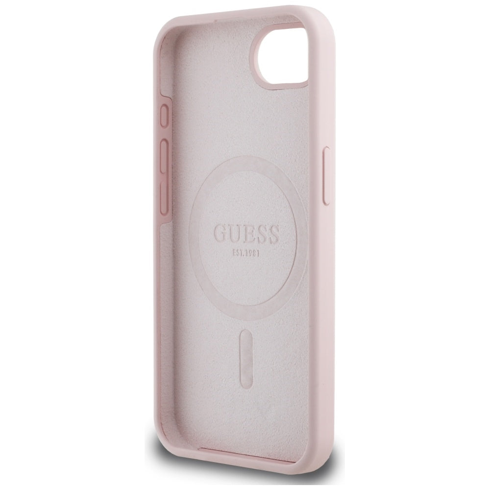 Θήκη για Apple iPhone 16e, Guess, Script Metal Logo, Ροζ