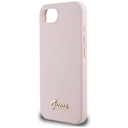 Θήκη για Apple iPhone 16e, Guess, Script Metal Logo, Ροζ