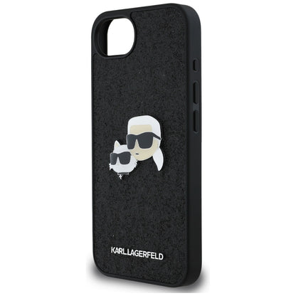Θήκη για Apple iPhone 16e, Karl Lagerfeld, Glitter Fixed Karl & Choupette's Heads, Μπλε