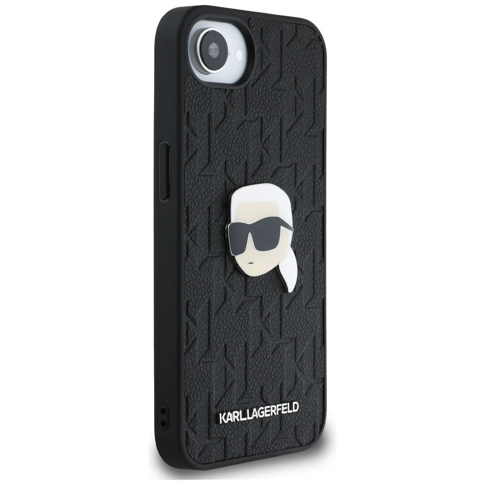 Θήκη για Apple iPhone 16e, Karl Lagerfeld, Monogram Karl's Head, Μαύρη