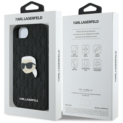 Θήκη για Apple iPhone 16e, Karl Lagerfeld, Monogram Karl's Head, Μαύρη