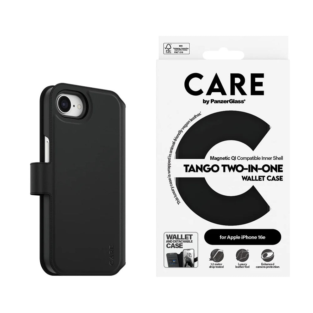 Θήκη για Apple iPhone 16e, PanzerGlass, Care Feature Tango Two-in-One, Μαύρη