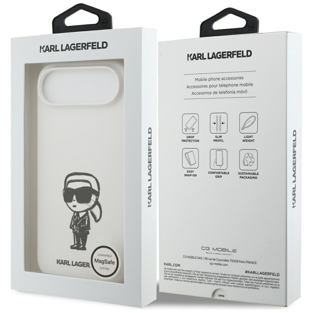 Θήκη για Apple iPhone 17 Air, Karl Lagerfeld, Sketch and Logo Karl, Λευκή