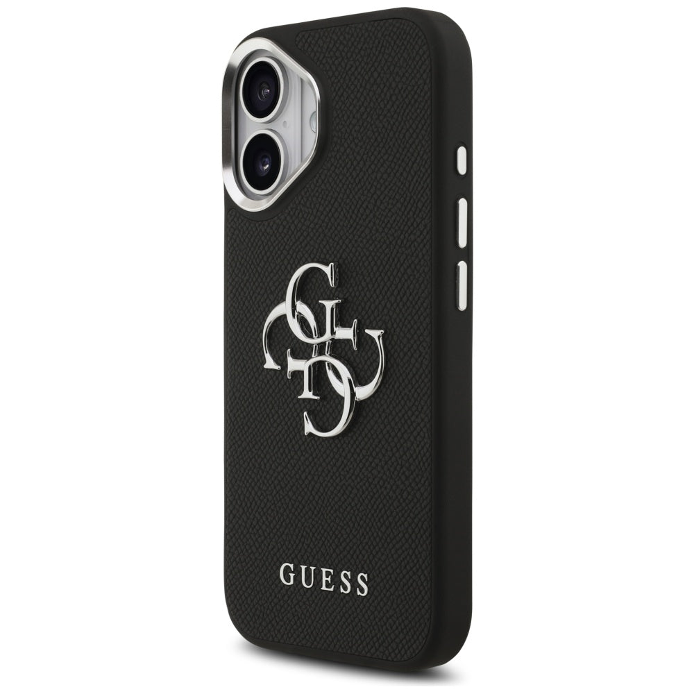 Θήκη για Apple iPhone 17, Guess, 4G Grained Big and Classic Logo, Μαύρη Ασημί