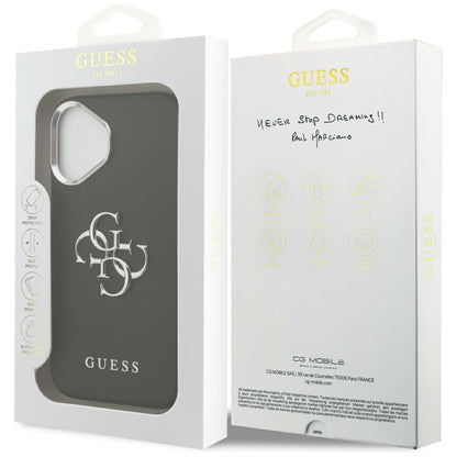 Θήκη για Apple iPhone 17, Guess, 4G Grained Big and Classic Logo, Μαύρη Ασημί