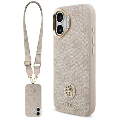 Θήκη για Apple iPhone 17, Guess, 4G Strass Logo and Big Strap, Ροζ