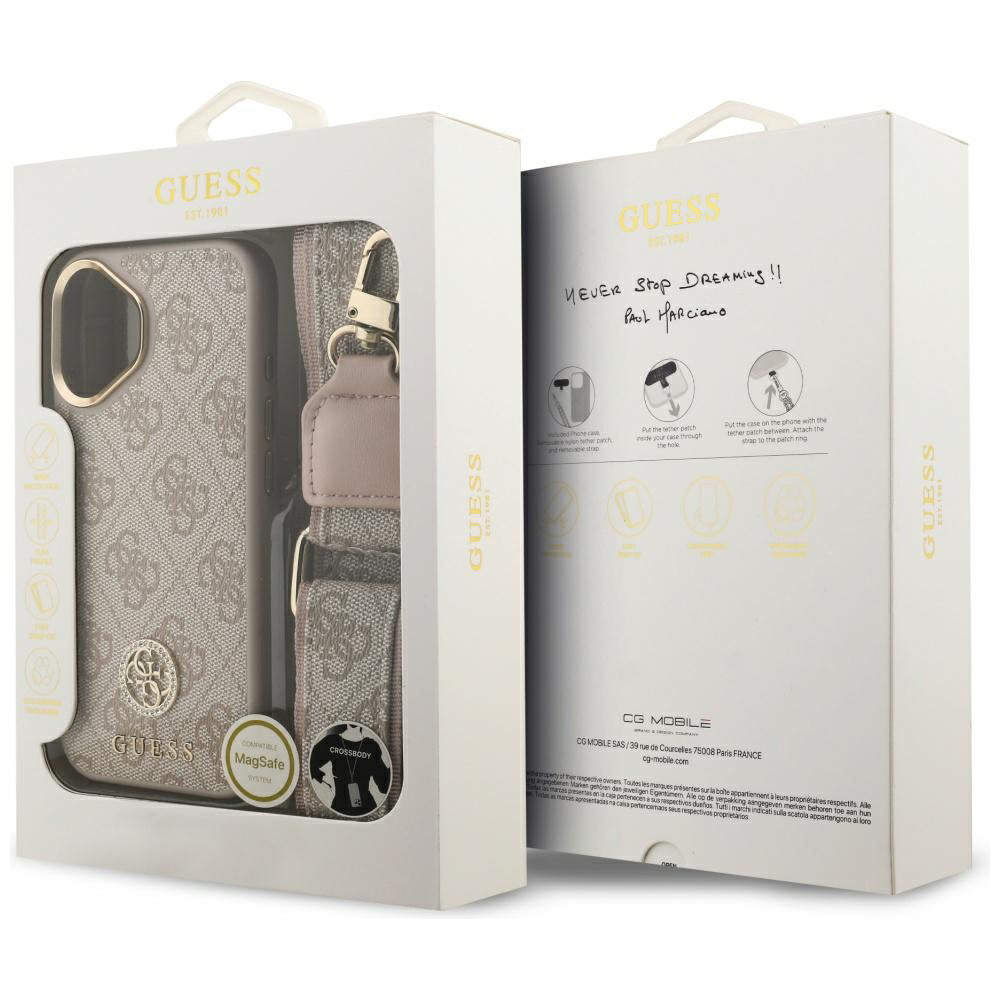 Θήκη για Apple iPhone 17, Guess, 4G Strass Logo and Big Strap, Ροζ