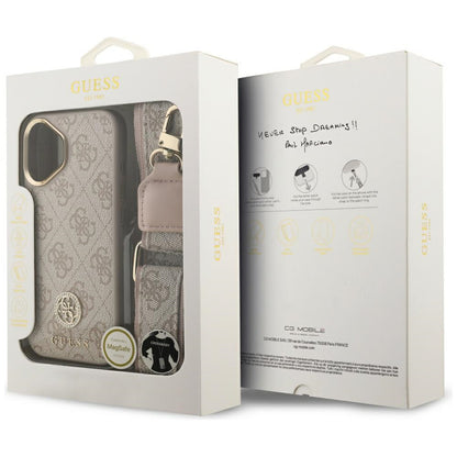 Θήκη για Apple iPhone 17, Guess, 4G Strass Logo and Big Strap, Ροζ