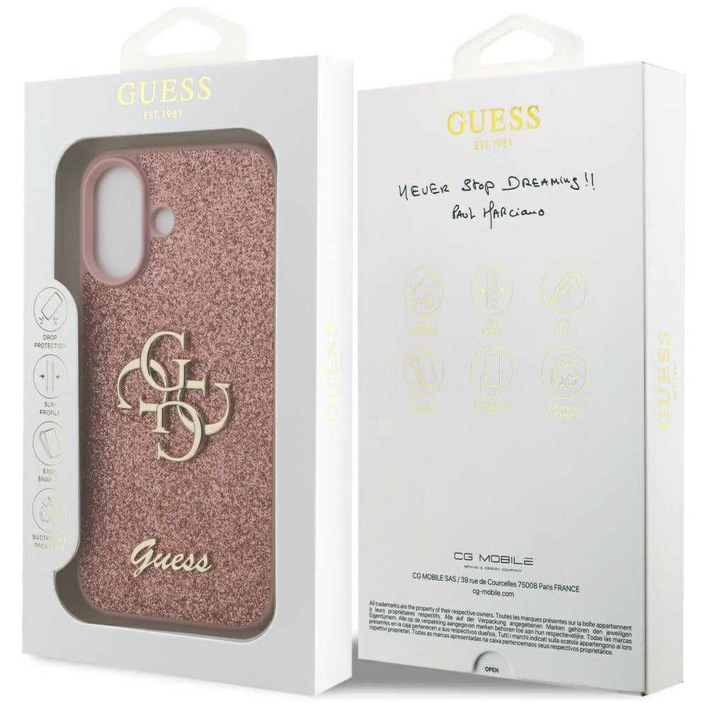 Θήκη για Apple iPhone 17, Guess, Fixed Glitter Big 4G, Ροζ