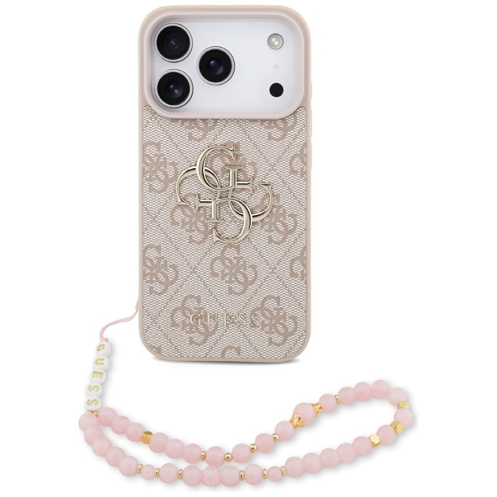 Θήκη για Apple iPhone 17 Pro, Guess, 4G Classic Logo με Λουράκι, Ροζ