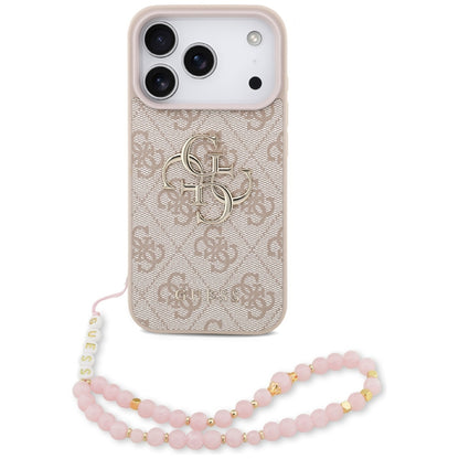 Θήκη για Apple iPhone 17 Pro, Guess, 4G Classic Logo με Λουράκι, Ροζ