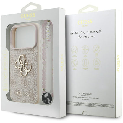 Θήκη για Apple iPhone 17 Pro, Guess, 4G Classic Logo με Λουράκι, Ροζ