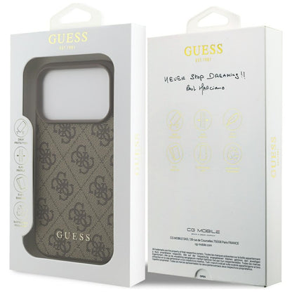 Husa pentru Apple iPhone 17 Pro, Guess, 4G Classic, Maro