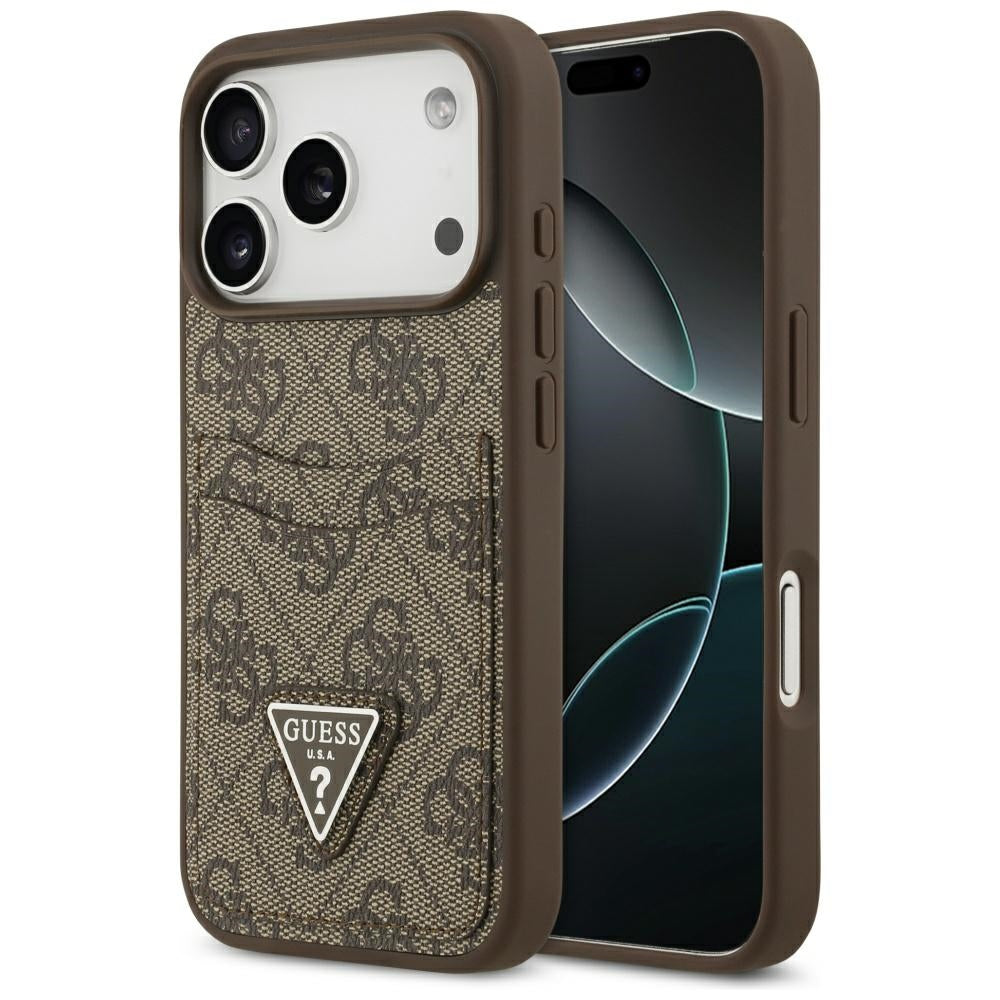 Θήκη για Apple iPhone 17 Pro, Guess, 4G Double Card Triangle, Καφέ
