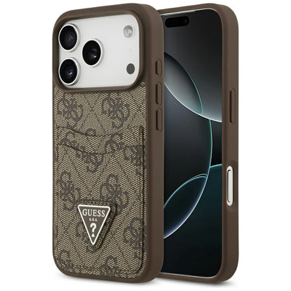 Θήκη για Apple iPhone 17 Pro, Guess, 4G Double Card Triangle, Καφέ
