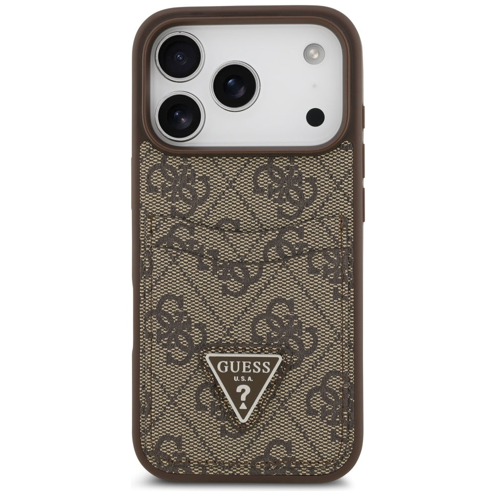 Θήκη για Apple iPhone 17 Pro, Guess, 4G Double Card Triangle, Καφέ