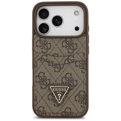 Θήκη για Apple iPhone 17 Pro, Guess, 4G Double Card Triangle, Καφέ