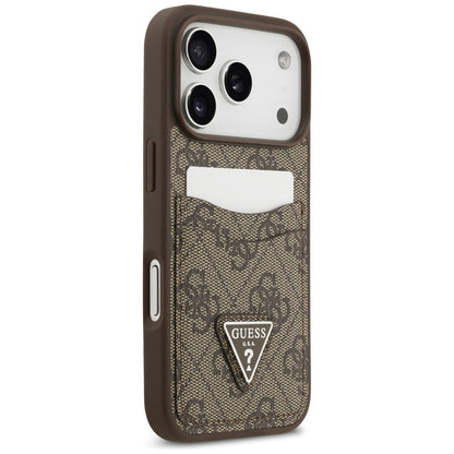 Θήκη για Apple iPhone 17 Pro, Guess, 4G Double Card Triangle, Καφέ