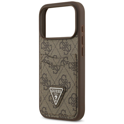 Θήκη για Apple iPhone 17 Pro, Guess, 4G Double Card Triangle, Καφέ