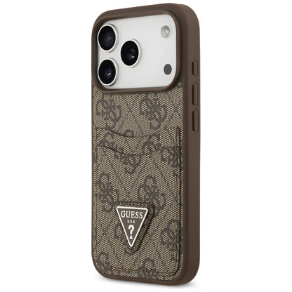 Θήκη για Apple iPhone 17 Pro, Guess, 4G Double Card Triangle, Καφέ
