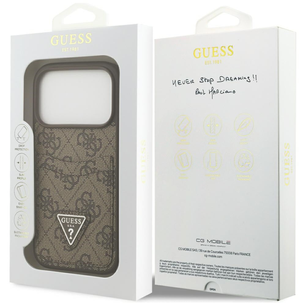 Θήκη για Apple iPhone 17 Pro, Guess, 4G Double Card Triangle, Καφέ