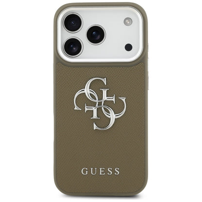 Θήκη για Apple iPhone 17 Pro, Guess, 4G Grained Big And Classic Logo, Καφέ Ασημί