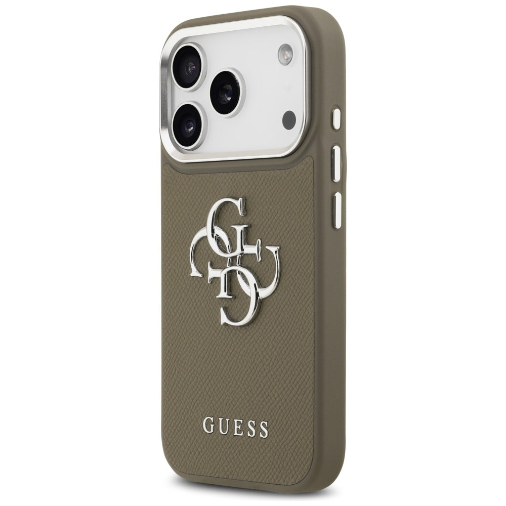 Θήκη για Apple iPhone 17 Pro, Guess, 4G Grained Big And Classic Logo, Καφέ Ασημί