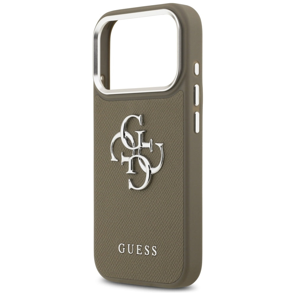 Θήκη για Apple iPhone 17 Pro, Guess, 4G Grained Big And Classic Logo, Καφέ Ασημί
