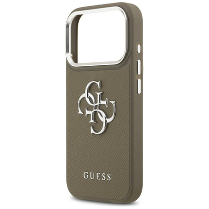 Θήκη για Apple iPhone 17 Pro, Guess, 4G Grained Big And Classic Logo, Καφέ Ασημί