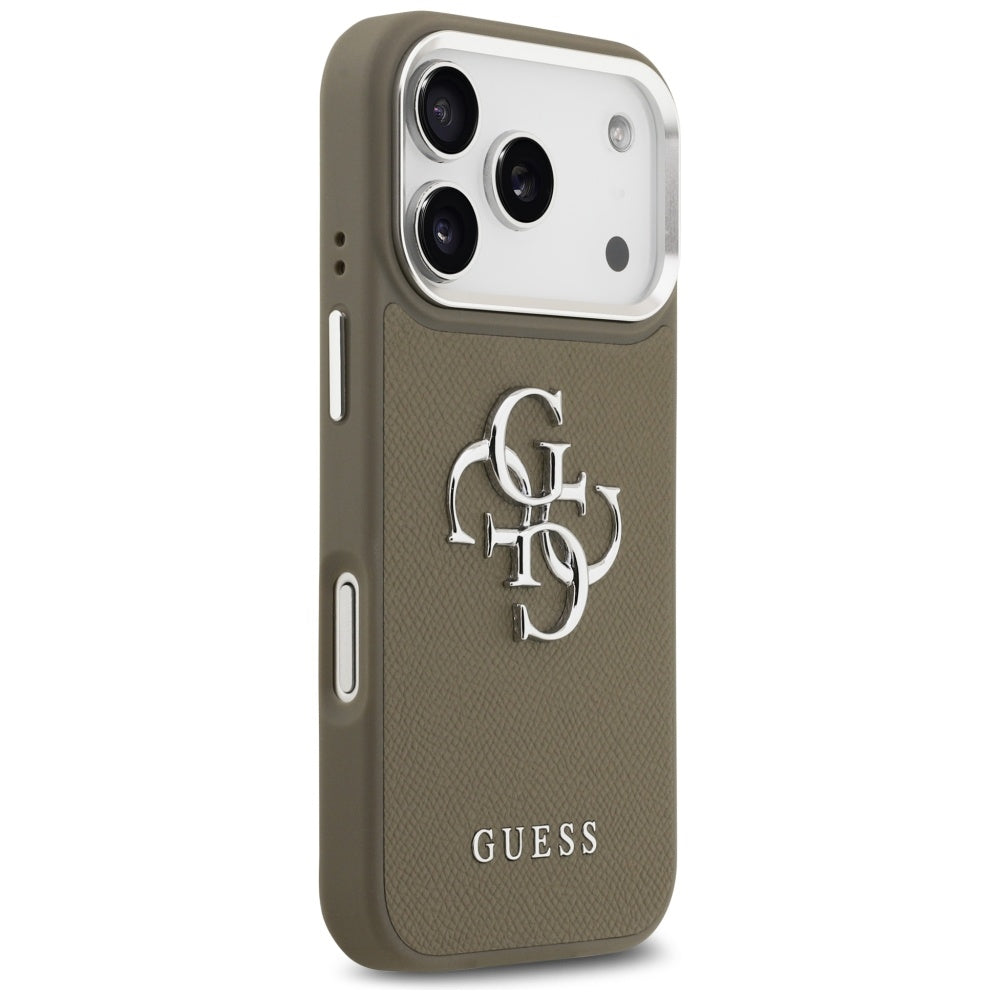 Θήκη για Apple iPhone 17 Pro, Guess, 4G Grained Big And Classic Logo, Καφέ Ασημί