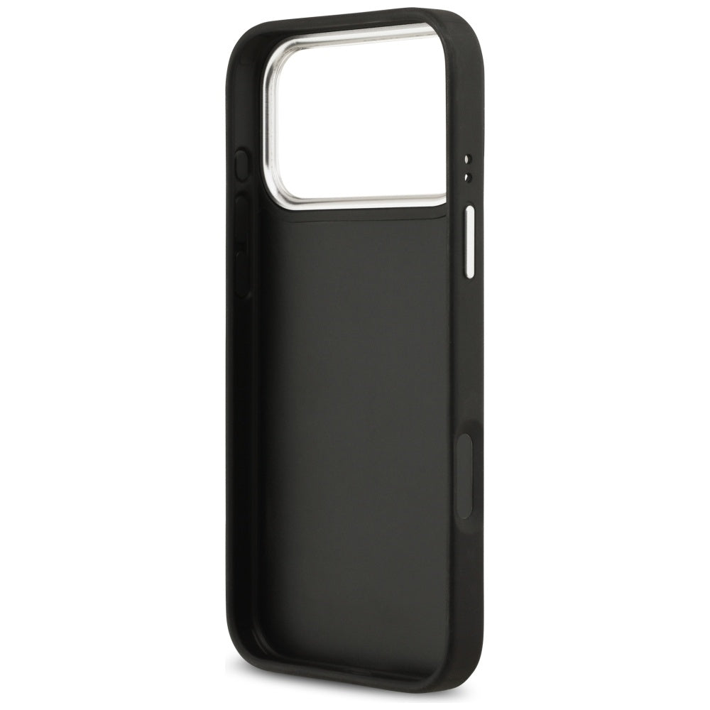 Θήκη για Apple iPhone 17 Pro, Guess, 4G Grained Big and Classic Logo, Μαύρη Ασημί