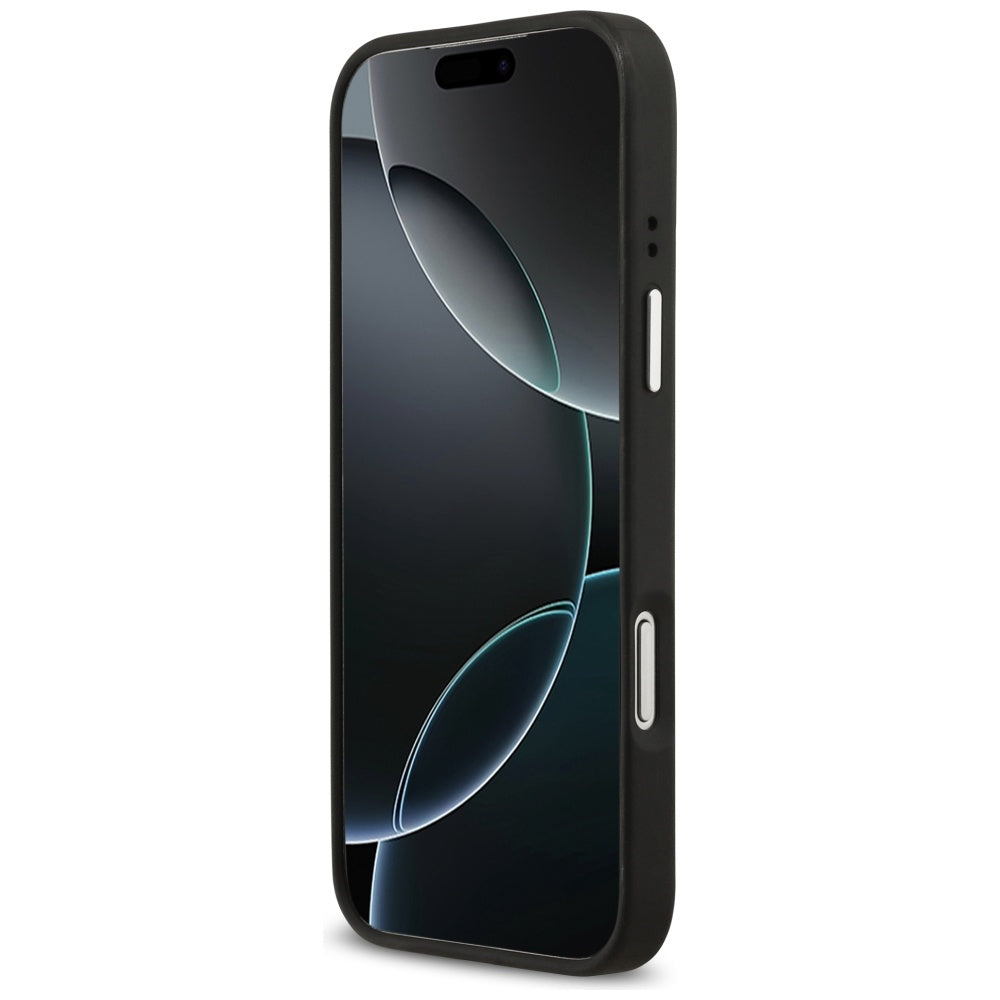 Θήκη για Apple iPhone 17 Pro, Guess, 4G Grained Big and Classic Logo, Μαύρη Ασημί
